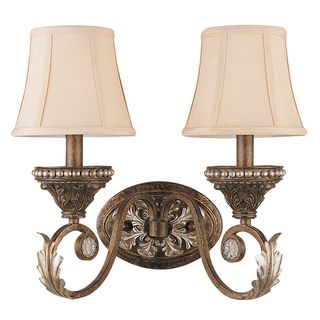 Roosevelt Weathered Patina 2 light Wall Sconce Crystorama Sconces & Vanities