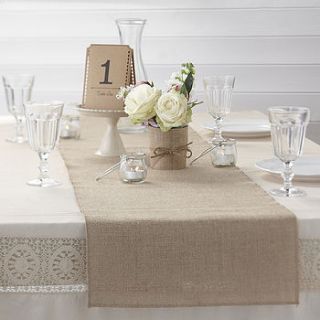 vintage / rustic hessian burlap table runner by ginger ray