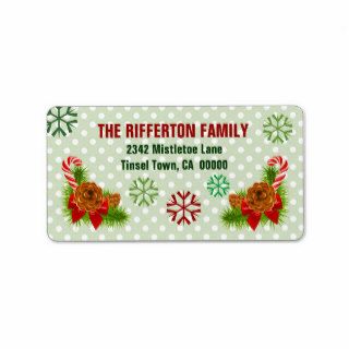 Christmas Snowflakes Pine Cones Candy Canes G200O4 Custom Address Label