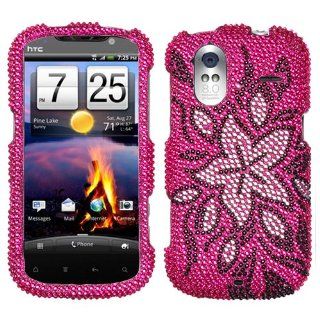 Asmyna HTCAMAZE4GHPCDM168NP Dazzling Luxurious Bling Case for HTC Amaze 4G   1 Pack   Retail Packaging   Tasteful Flowers Cell Phones & Accessories