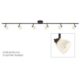 6 Light Track Bar in Rust (RU) with White Glass Shade D168 66 RU WH   Close To Ceiling Light Fixtures  