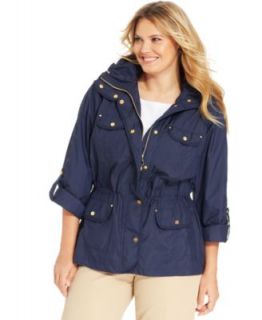 Calvin Klein Plus Size Cinched Waist Zip Front Jacket   Jackets & Blazers   Plus Sizes