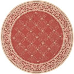 Geometric Indoor/ Outdoor Red/ Natural Rug (6'7 Round) Safavieh Round/Oval/Square