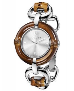 Gucci Watch, Womens Swiss Bamboo and Stainless Steel Bangle Bracelet 35mm YA132403   Watches   Jewelry & Watches
