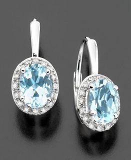 14k White Gold Aquamarine (1 1/3 ct. t.w.) & Diamond Accent Earrings   Earrings   Jewelry & Watches