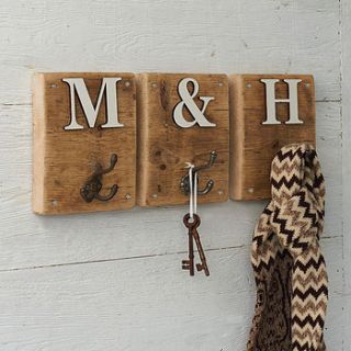 rustic wooden letter hook by möa design