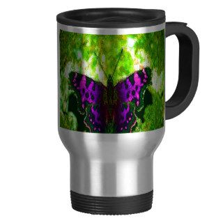 Purple butterfly with green background mug