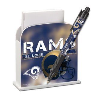 St. Louis Rams Stationery Desk Caddy with Matching Ballpoint Grip Pen   NFL (12019 QUZ)  Memo Paper Pads 