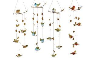 Gift Craft 29.5 Inch Polystone and Metal Bird on a Branch Design Wind Chimes, Large  Wind Gongs  Patio, Lawn & Garden