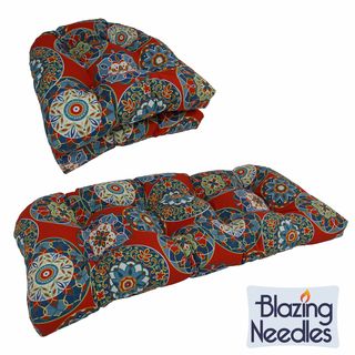 Blazing Needles U shaped Tufted Outdoor Settee Cushions (Set of 3) Blazing Needles Outdoor Cushions & Pillows