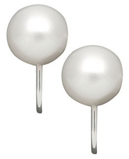 Pearl Earrings, Sterling Silver Cultured Freshwater Pearl Button Screw Back Earrings (8mm)   Earrings   Jewelry & Watches