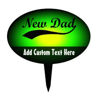 New Dad, Neon Green/Black Oval Cake Topper