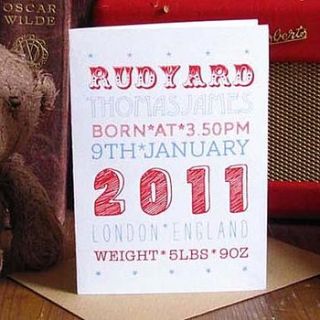 personalised baby announcement cards 50 pack by paper heart