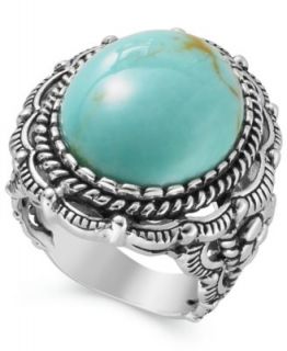 Manufactured Turquoise (13 ct. t.w.) Sideways Oval Ring in Sterling Silver   Rings   Jewelry & Watches