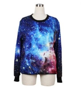 Juniors Neon Galaxy Cosmic Colorful Patterns Print Roll Neck Sweatshirt Sweaters