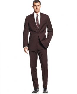 Calvin Klein Suit, Burgundy Solid Slim Fit   Suits & Suit Separates   Men