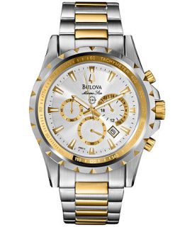 Bulova Mens Chronograph Marine Star Two Tone Stainless Steel Bracelet Watch 42mm 98B014   Watches   Jewelry & Watches