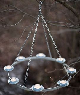 zinc etched tea light chandelier by the glam camping company