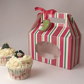red and green cupcake box pack of four by little cupcake boxes