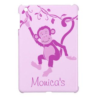Kids girls name purple monkey ipad mini case
