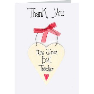 personalised teachers thank you card by country heart
