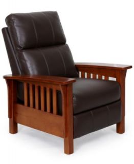 Nicolas II Mission Style Leather Recliner Chair, 33W x 40D x 41H   Furniture