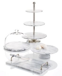 Godinger Serveware La Cucina Marble Round Tray with Glass Dome   Serveware   Dining & Entertaining