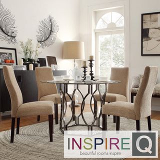 INSPIRE Q Concord 5 piece Black Nickel Plated Mocha Dining Set INSPIRE Q Dining Sets