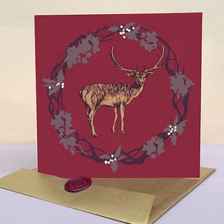 christmas deer wax sealed card by seedlings cards