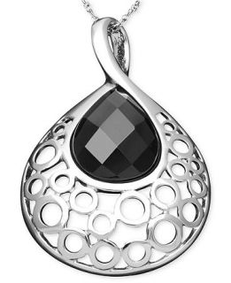 Sterling Silver Necklace, Onyx (12 14mm) Filigree Teardrop Pendant   Necklaces   Jewelry & Watches