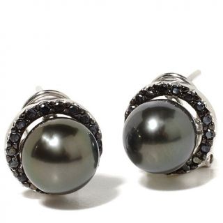 Tara Pearls 9 10mm Cultured Tahitian Pearl and .63ct Black Spinel Sterling Silv