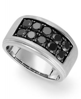 Mens Sterling Silver Ring, Black Sapphire Square (2 ct. t.w.)   Rings   Jewelry & Watches