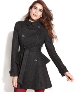GUESS? Double Breasted Wool Blend Funnel Neck Coat   Coats   Women