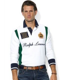 Polo Ralph Lauren Shirt, Snow Polo Custom Fit Long Sleeve Colorblocked Rugby   Polos   Men