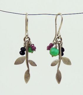lola leaf gemstone cluster earrings by blossoming branch