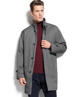 Calvin Klein Coat, Grey Herringbone Raincoat   Coats & Jackets   Men