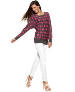 INC International Concepts Rhinestone Embellished Heart Print Sweater & Skinny Jeans   Women