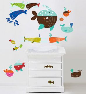 whales fabric wall stickers by chocovenyl