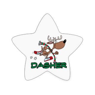 cute running reindeer DASHER cartoon Star Stickers