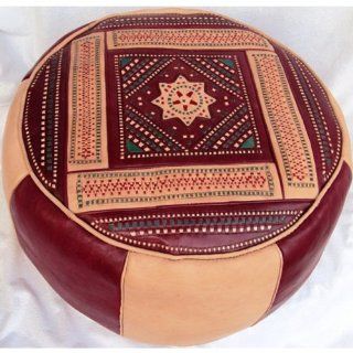 Leather Burgundy Berber Ottoman  