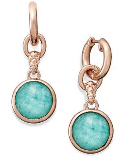 Bronzarte ite and White Quartz Doublet Drop Earrings in 18k Rose Gold over Bronze   Earrings   Jewelry & Watches