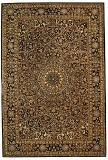 6' x 9' Rectangular Safavieh Area Rug PC155B 6 Black Color Hand Tufted China "Persian Court Collection"  