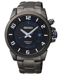 Seiko Watch, Mens Kinetic Black Ion Finish Stainless Steel Bracelet 39mm SKA517   Watches   Jewelry & Watches