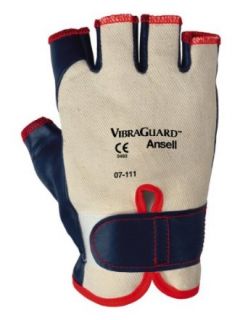 Ansell Vibraguard 7 111 Nitrile Anti Vibration Glove, Cut Resistant, Half Finger Coated on Interlock Knit Liner, Large, Size 9 (Pack of 1 Pair) Cut Resistant Safety Gloves
