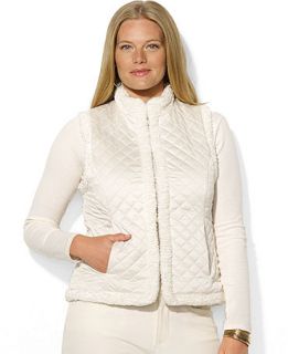 Lauren Ralph Lauren Plus Size Mixed Media Vest   Jackets & Blazers   Plus Sizes