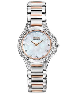 Citizen Womens Eco Drive Signature Fiore Diamond (1/2 ct. t.w.) Two Tone Stainless Steel Bracelet Watch 30mm EX1166 52D   Watches   Jewelry & Watches