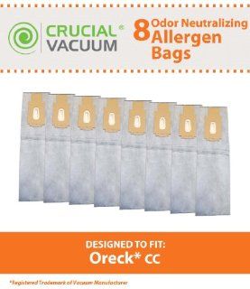 8 Oreck Type CC Odor Fighting & Neutralizing Allergen Bags, Fits Style CC, and ALL XL Upright Models, Compare to Part # CCPK80H, Designed & Engineered by Crucial Vacuum   Household Vacuum Bags Upright