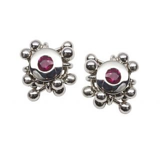 ruby cluster earrings by yen jewellery