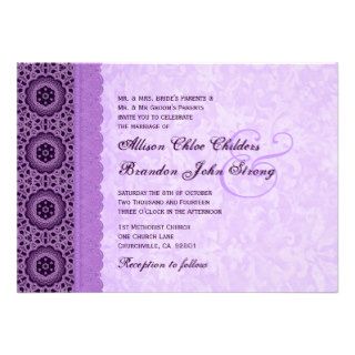 Purple Lace Pattern Monogram Wedding Template Personalized Invitations