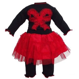 AnnLoren 2 piece Black/ Red Tutu Doll Outfit Ann Loren Girls' Sets